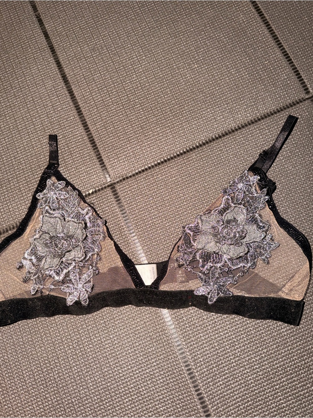 Sheer Black Floral Embroidered Bralette